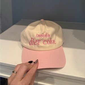 Cream and Pink Cap with Embroidered Text